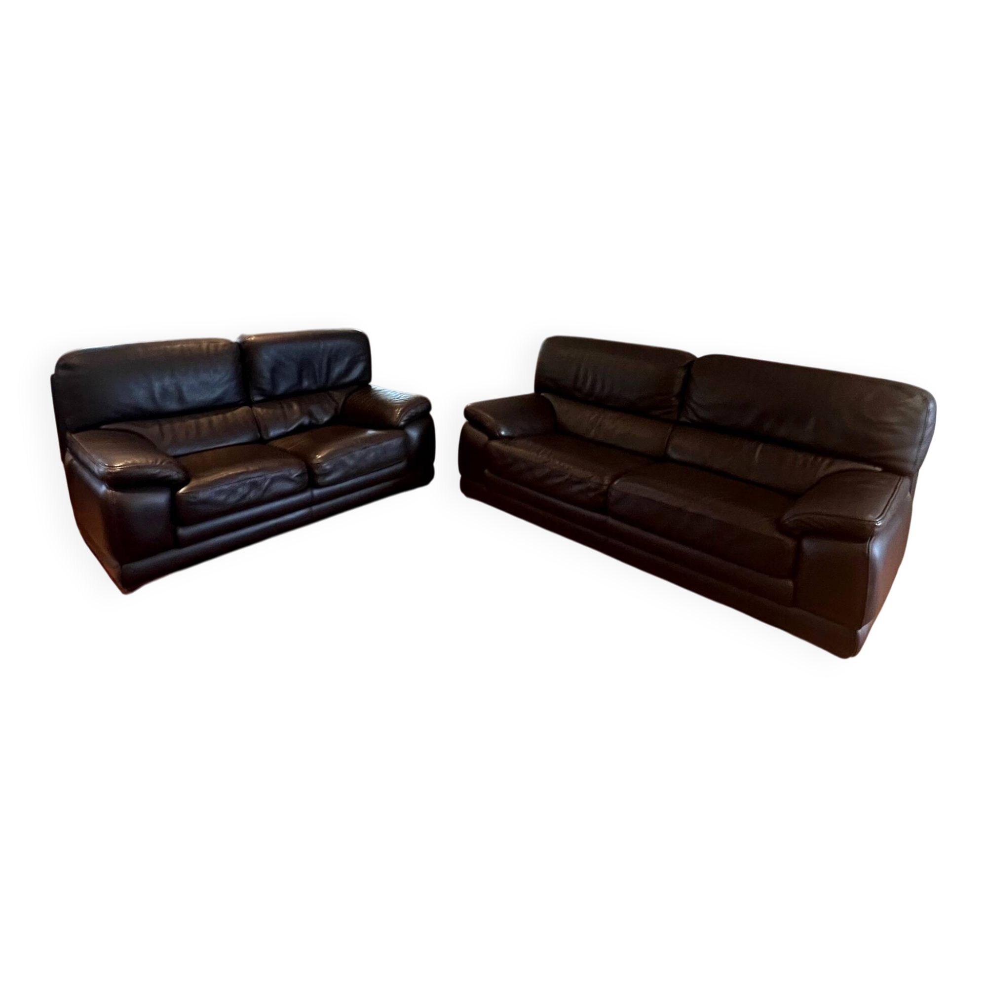 Set of two sofas. High-quality thick bull leather.