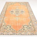 6x9 Vintage Pale Orange Oushak Handmade Vintage Rug, 176x260 Cm