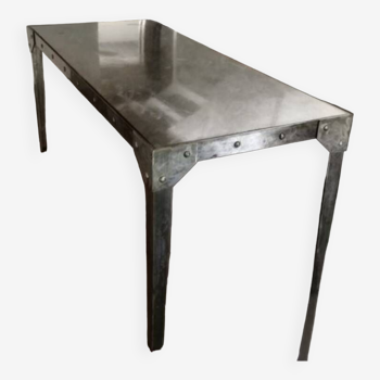 Large riveted metal high table Eiffel style