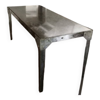 Large riveted metal high table Eiffel style