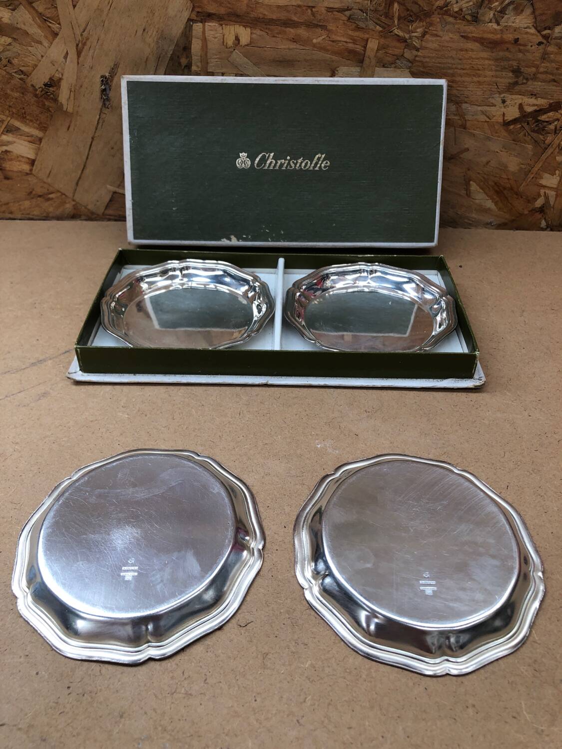 Series of 4 old christofle cups vintage silver metal