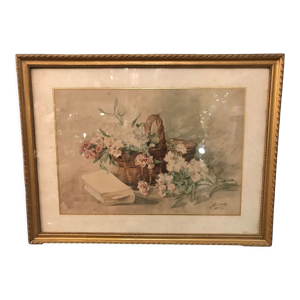 Panier de fleurs peinture