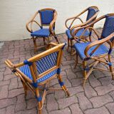 Set of 4 rattan bistro armchairs