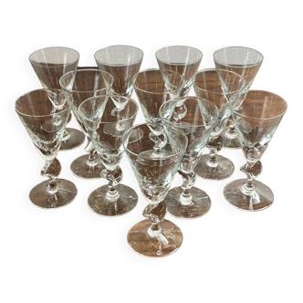 Set of twelve blown glasses