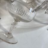 Set of 6 glasses of champagne 19th with flat sides and scales