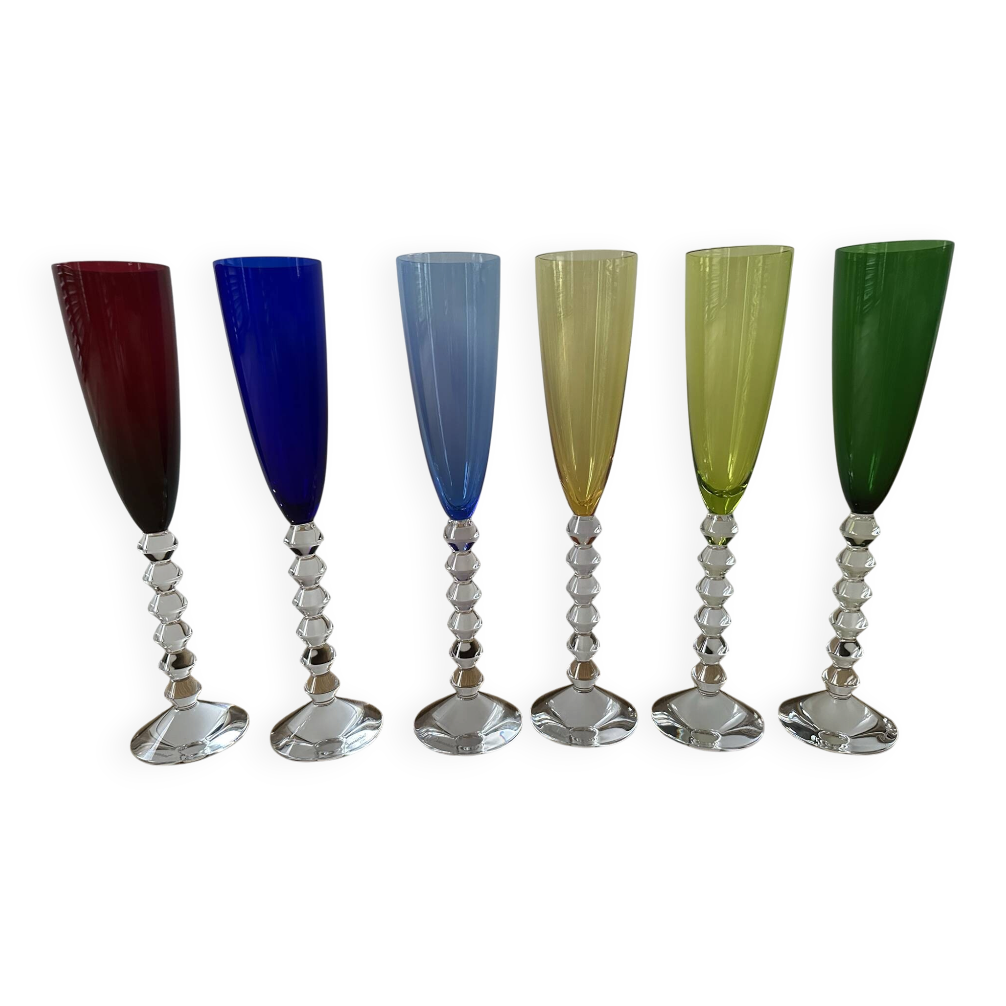 Set of 6 champagne flutes "Véga Flutissimo" in tinted crystal —