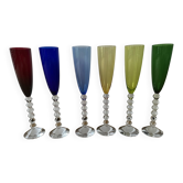 Suite de 6 flûtes à champagne « Véga Flutissimo » en cristal teinté —