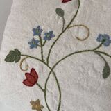 Housse de Coussin en Lin Brodée de Fleurs