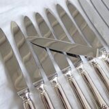 Set of 12 table knives in silver metal
