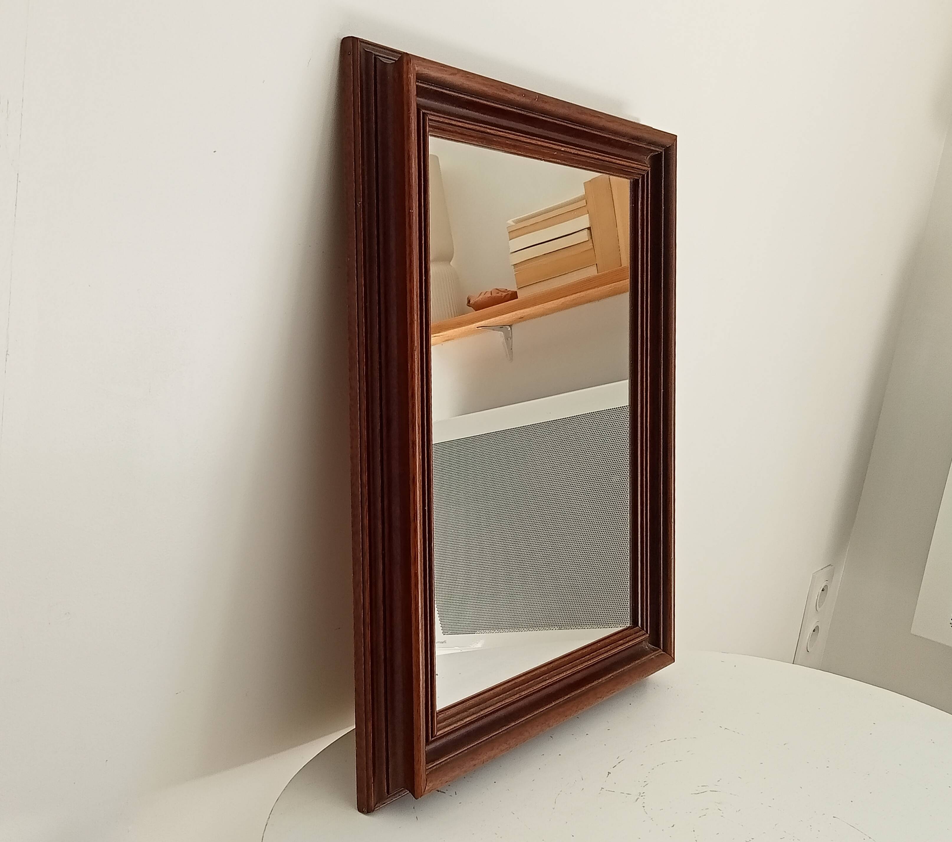 Miroir vintage en bois massif, années 60-70