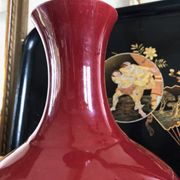 Monochrome Porcelain Vase Pansu Long Neck/Sang de Boeuf/China Qing Dynasty 19th