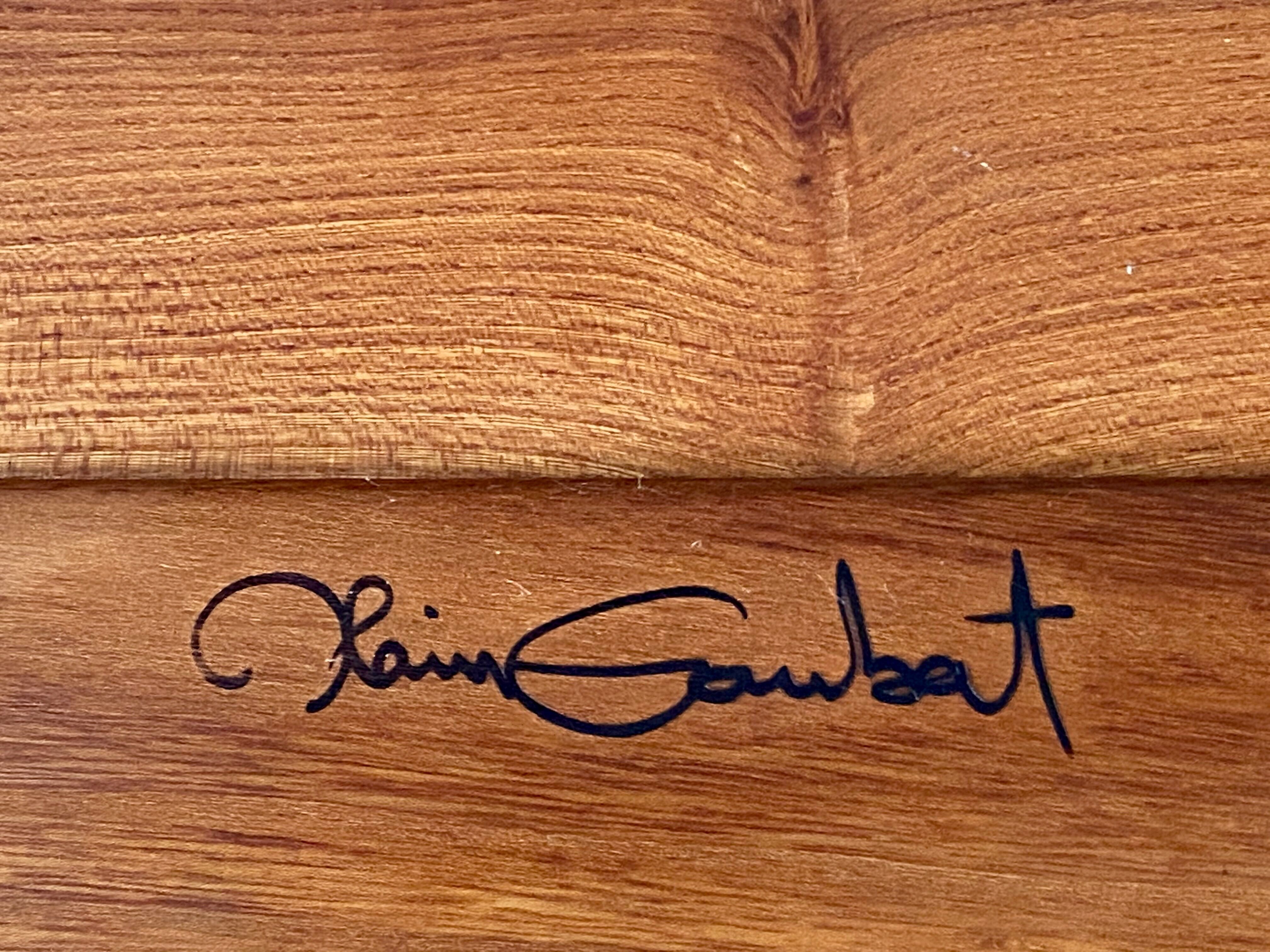 Coffee table in blond wood signed Alain Gaubert (20th century)