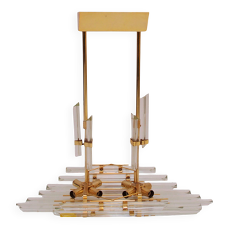 Midcentury Modern Brass and Murano Glass Ceiling Lamp by Rafaél Tormo 1970