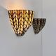 Pair of vintage "stained glass" wall lights in copper and glass, France, 1970.
