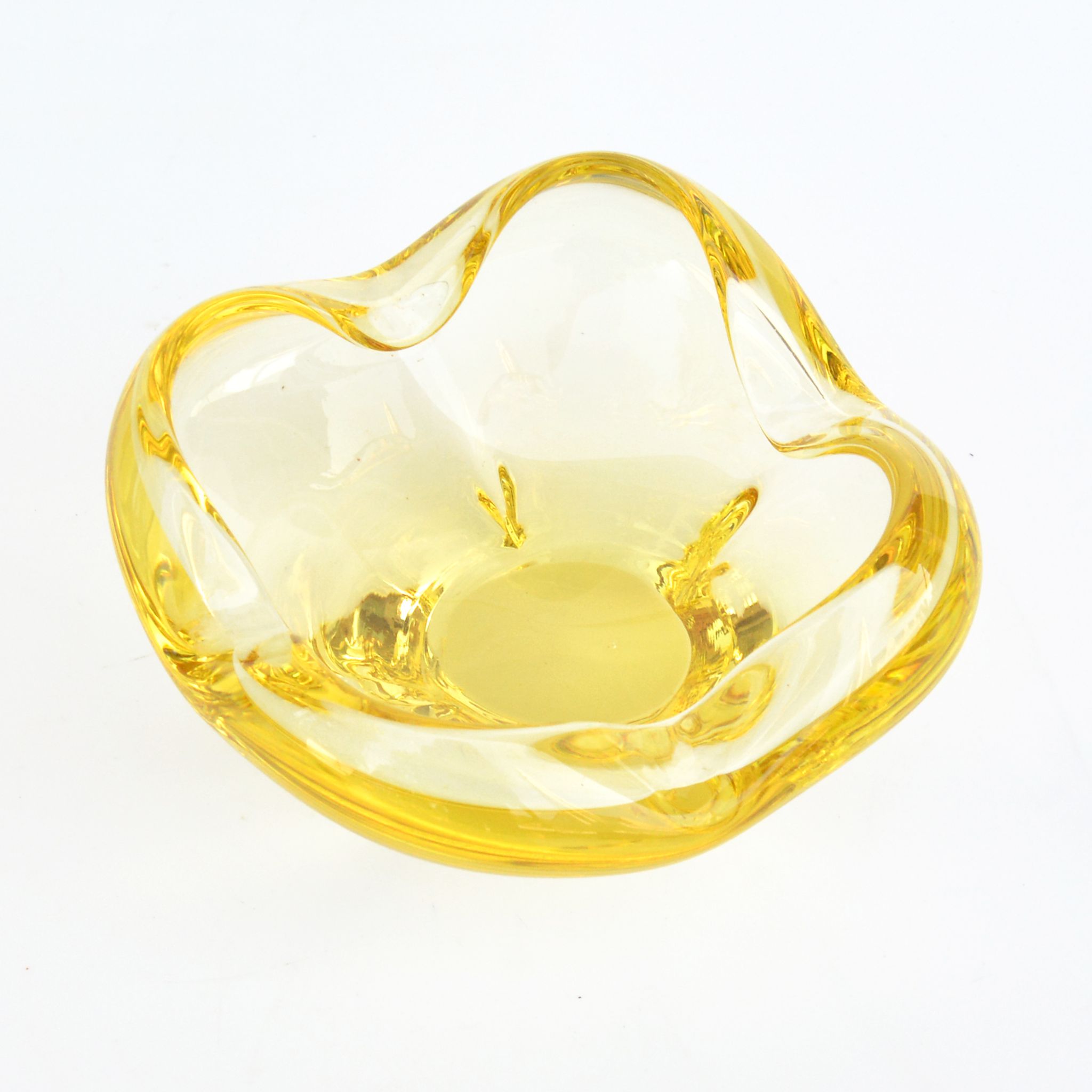 1960s organic modern ashtray, designed by M. Klinger, Zelezny Brod Sklo, Czechoslovakia