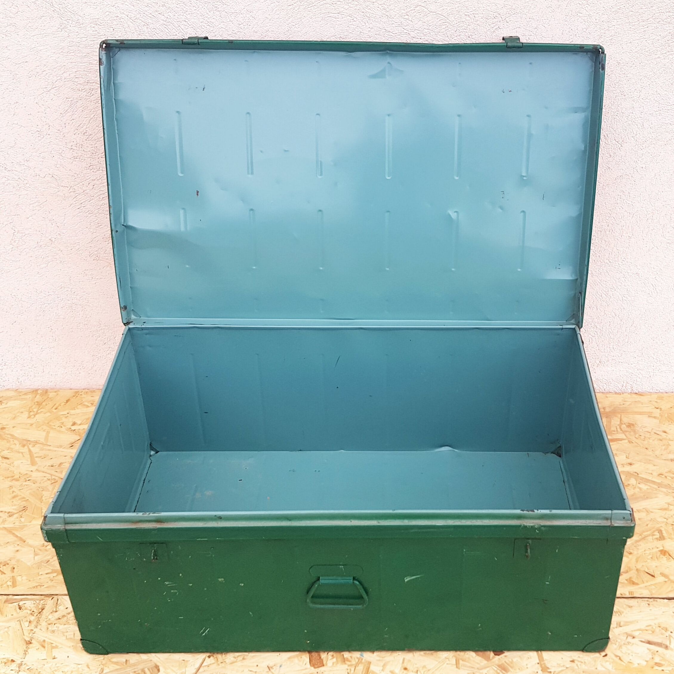 Military green metal trunk