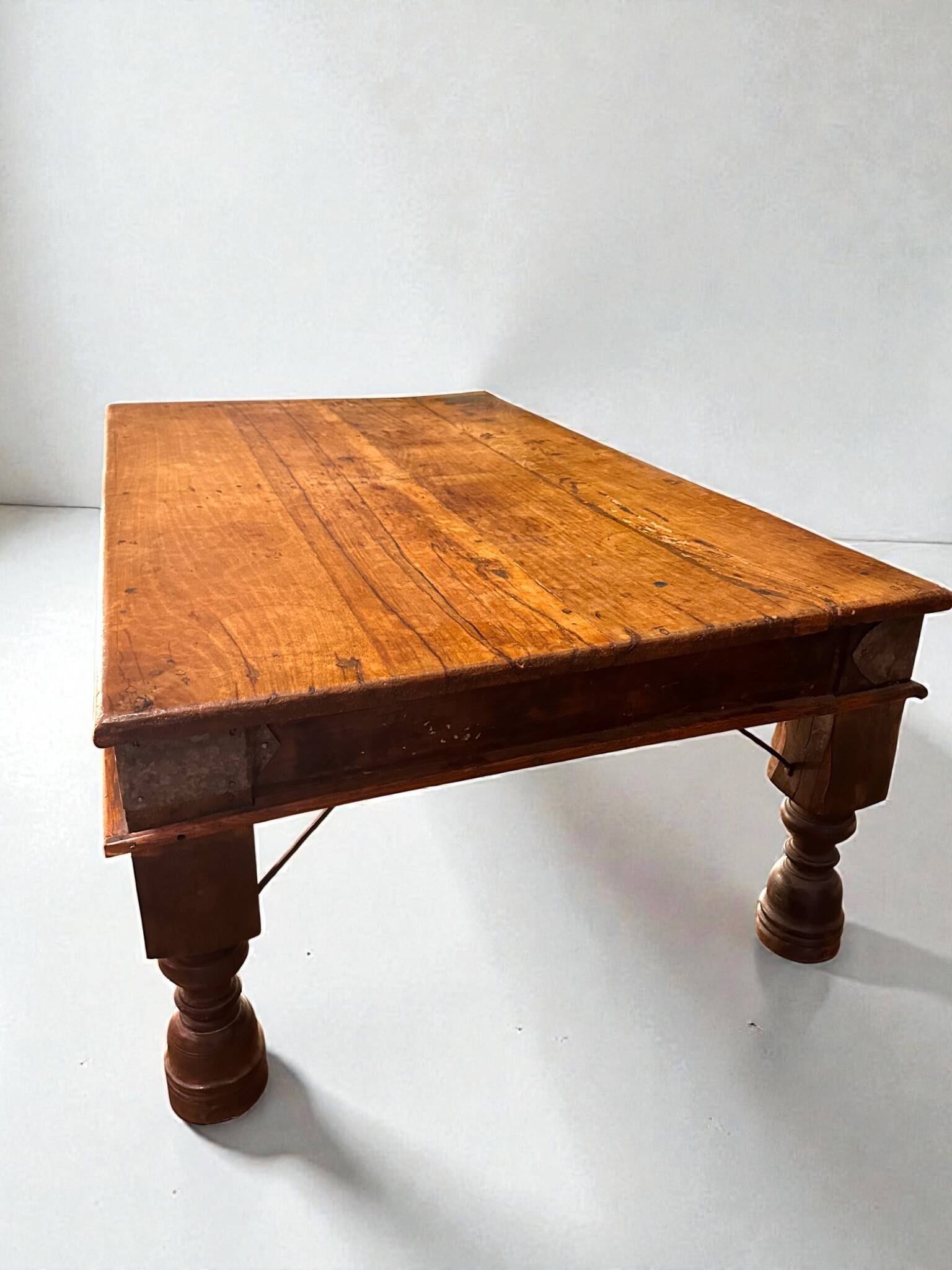 Large 19th-Century Indian Teak Low Table, Rajasthan