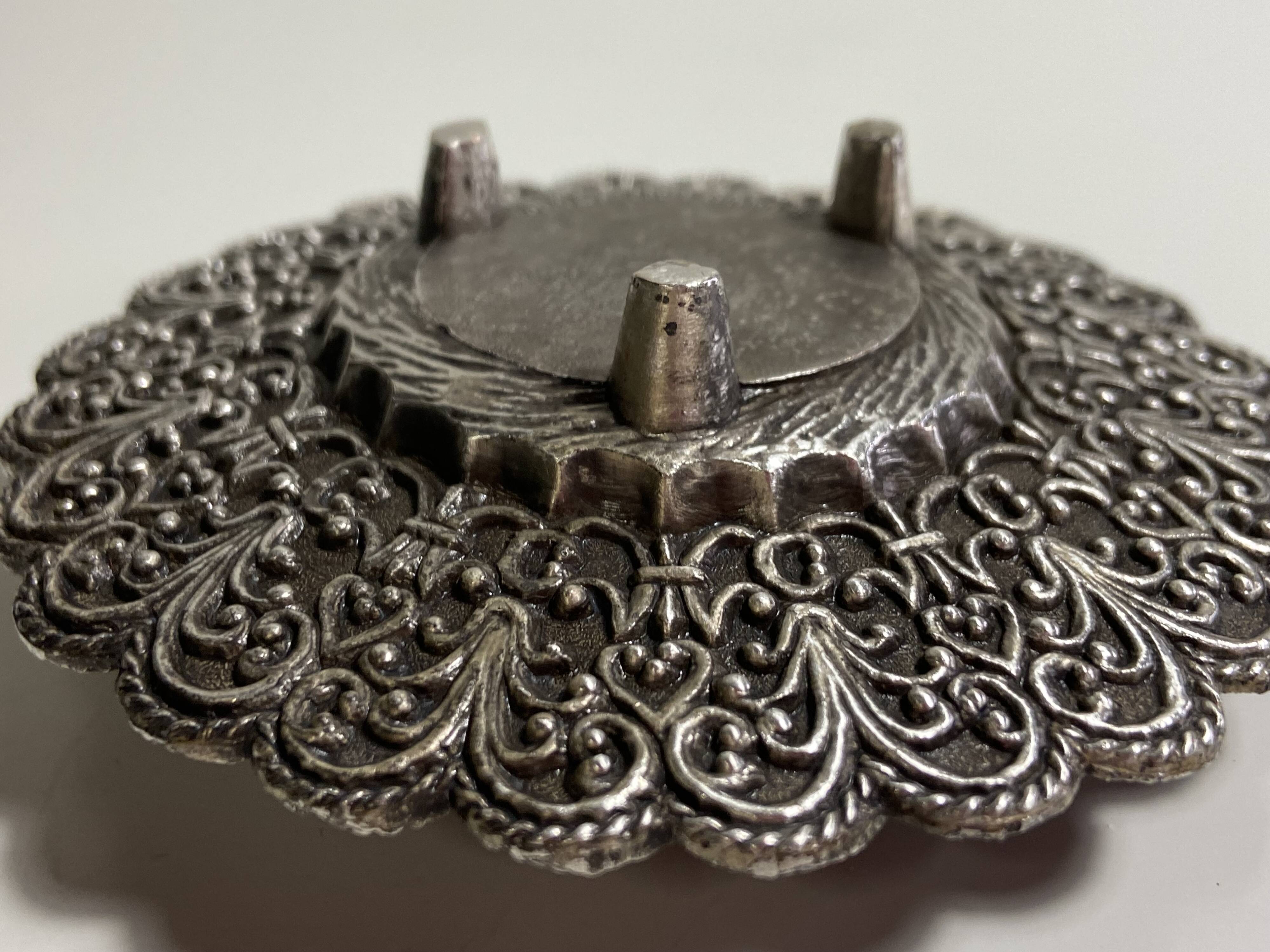 Antique Small Table Candlestick Holder Silver Plated Bronze Chiseled France