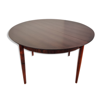 Table à manger ronde en palissandre avec rallonge, Lübke années 60/70