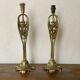 Paire de lampes de table vintage en laiton de style Art Nouveau
