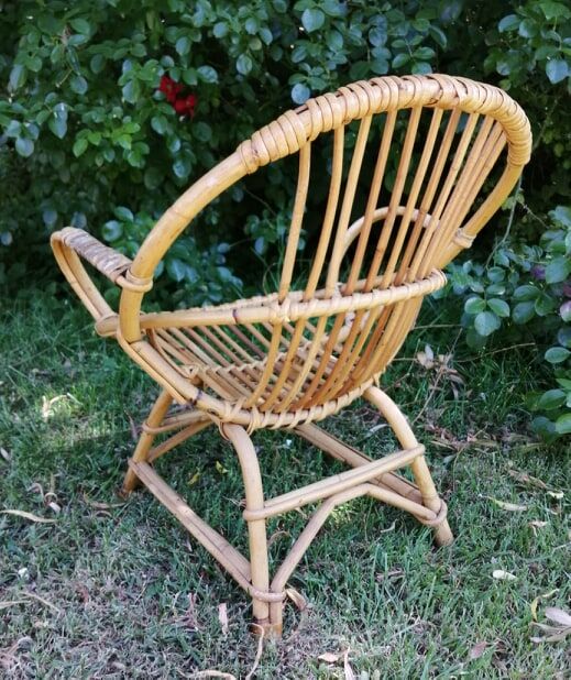 Fauteuil corbeille enfant en rotin
