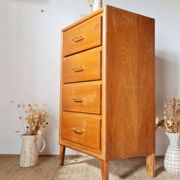 Vintage 1950s wooden chest of drawers – 4 drawers – tapered legs