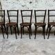 Set of 7 old Baumann bistro chairs in curved wood with round seat