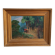 Oil painting, horseback riding in the forest