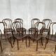 Series of 8 bistro chairs troquet wood curved vintage 1960