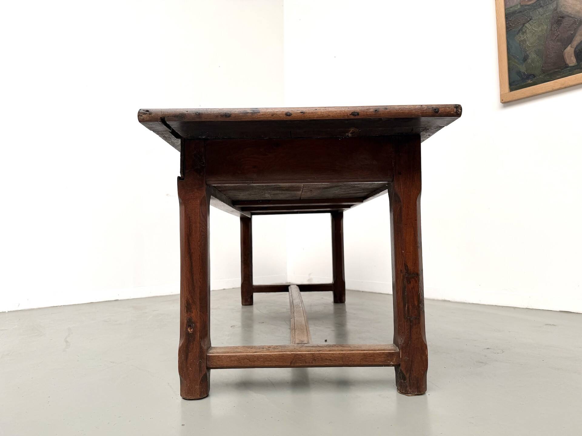 Farmhouse table, solid oak, 20th century.
