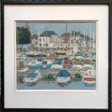 Gouache by Henri REITER (born in 1938). Normandy port.