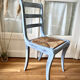 Wooden chair and seat in vintage blue straw