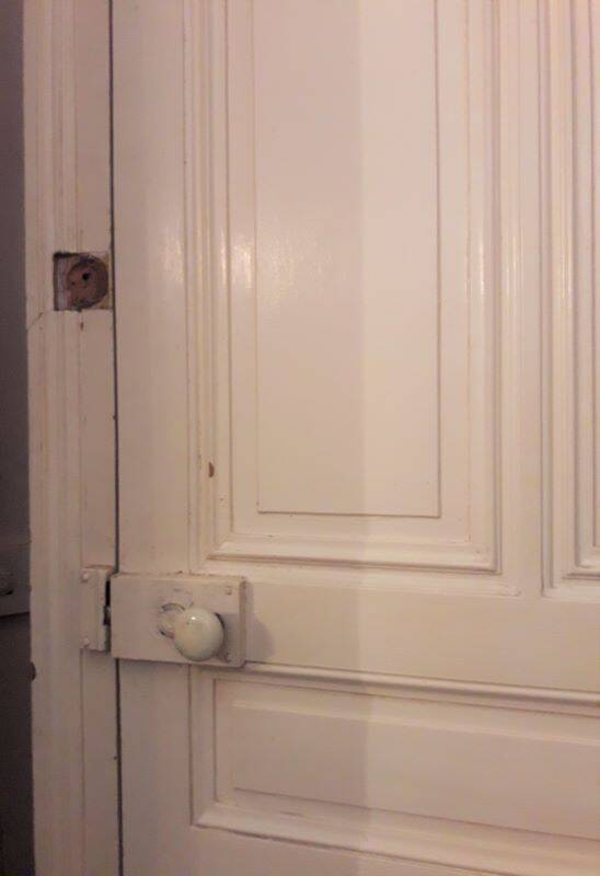 Old Haussmannian door 83x219.5cm with glazed transom frame.