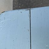 Blue painted wooden bench