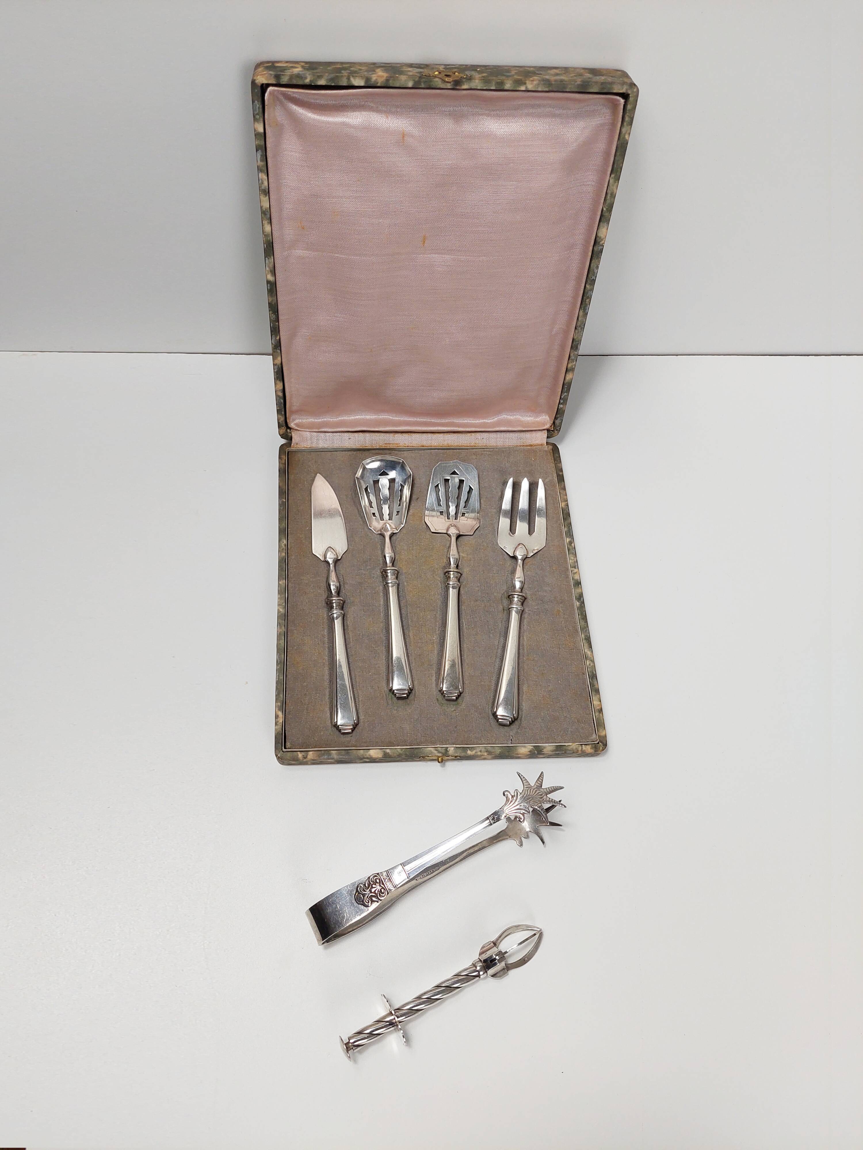 Set of dessert cutlery + 2 sugar tongs