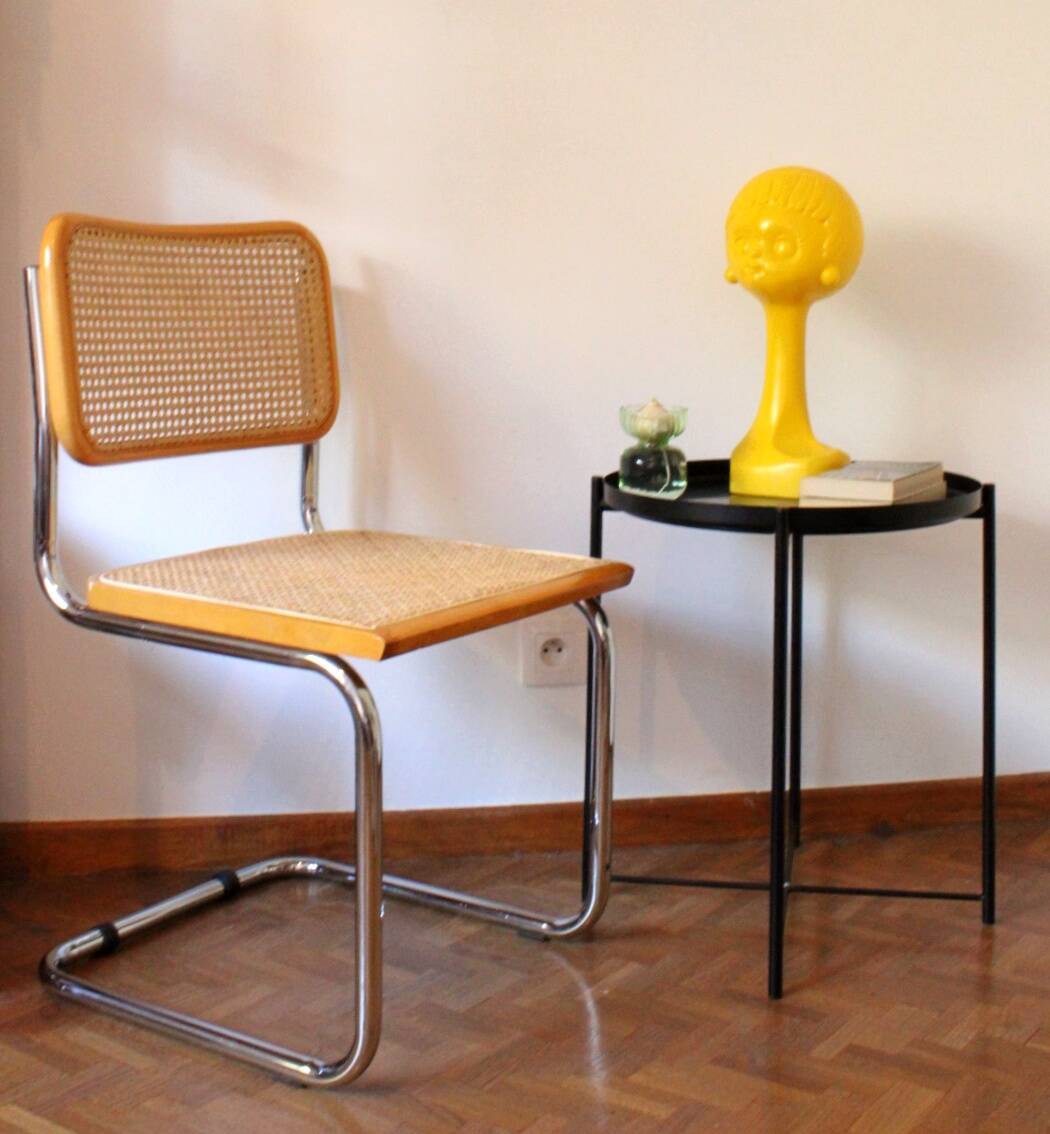 Chair in the B32 style, light wood and cane