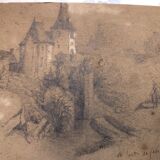 Collage drawings in graphite and white chalk 1872
