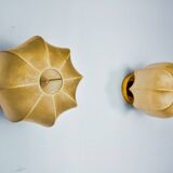 Pair of “cocoon” wall lights, resin and pine, italy, 1970