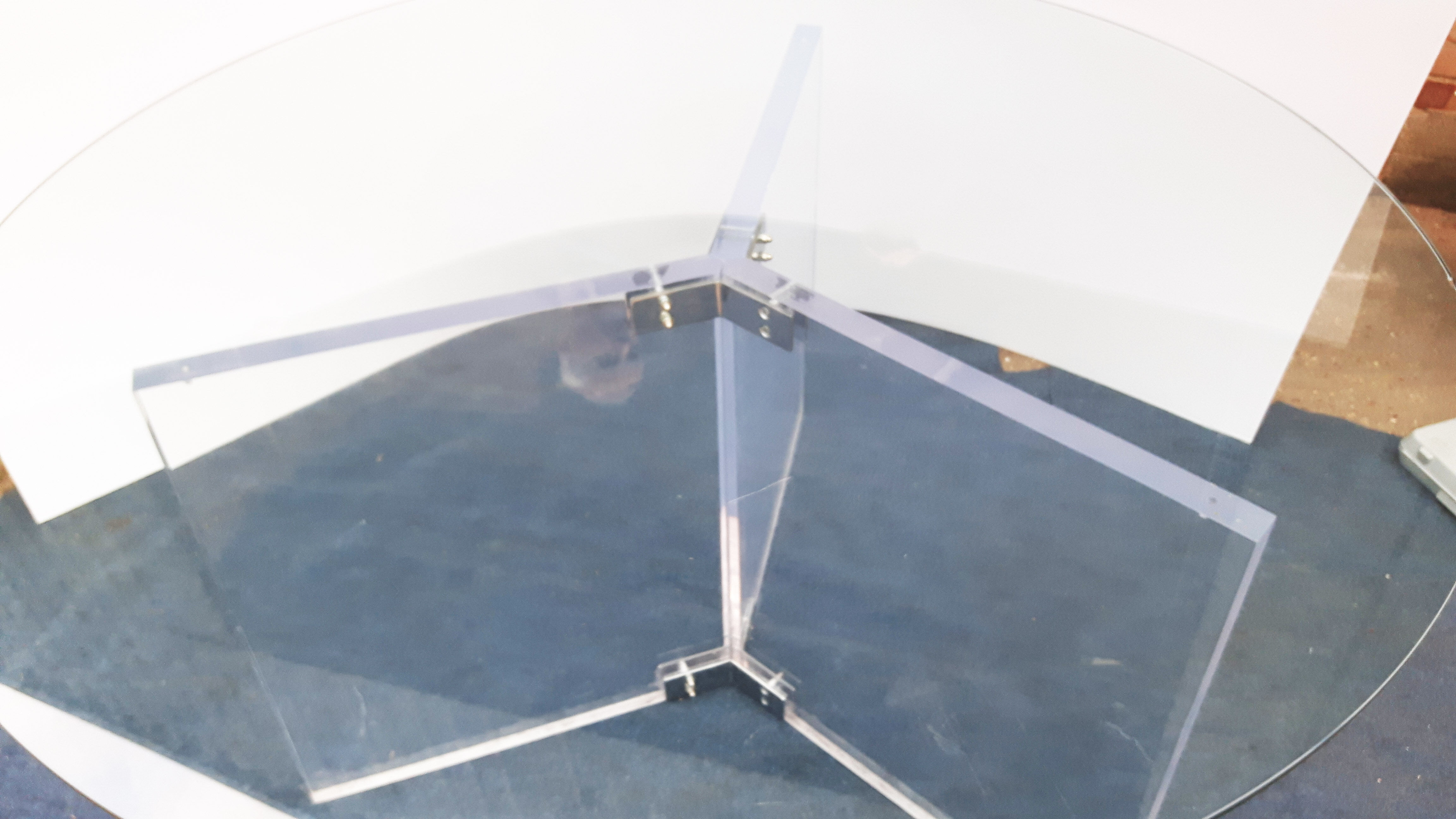 Vintage lucite & glass round dining table