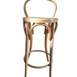 Set di 5 Sgabelli Thonet Style in Legno Curvato e Paglia di Vienna '70