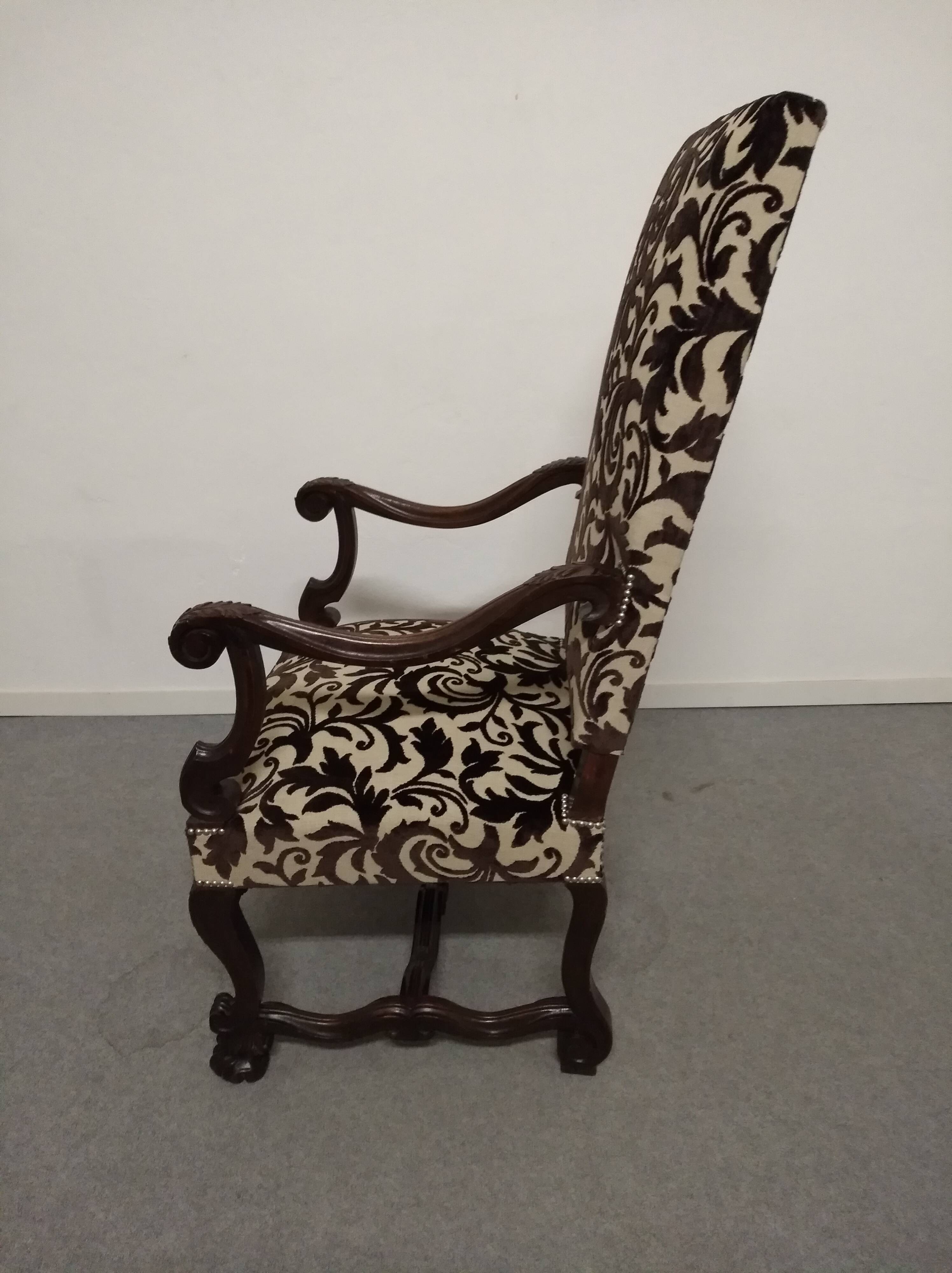 Pair of ceremonial armchairs in blackened oak, France late 18th century.