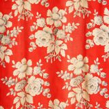 5-leaf screen in wood & floral fabric 1960