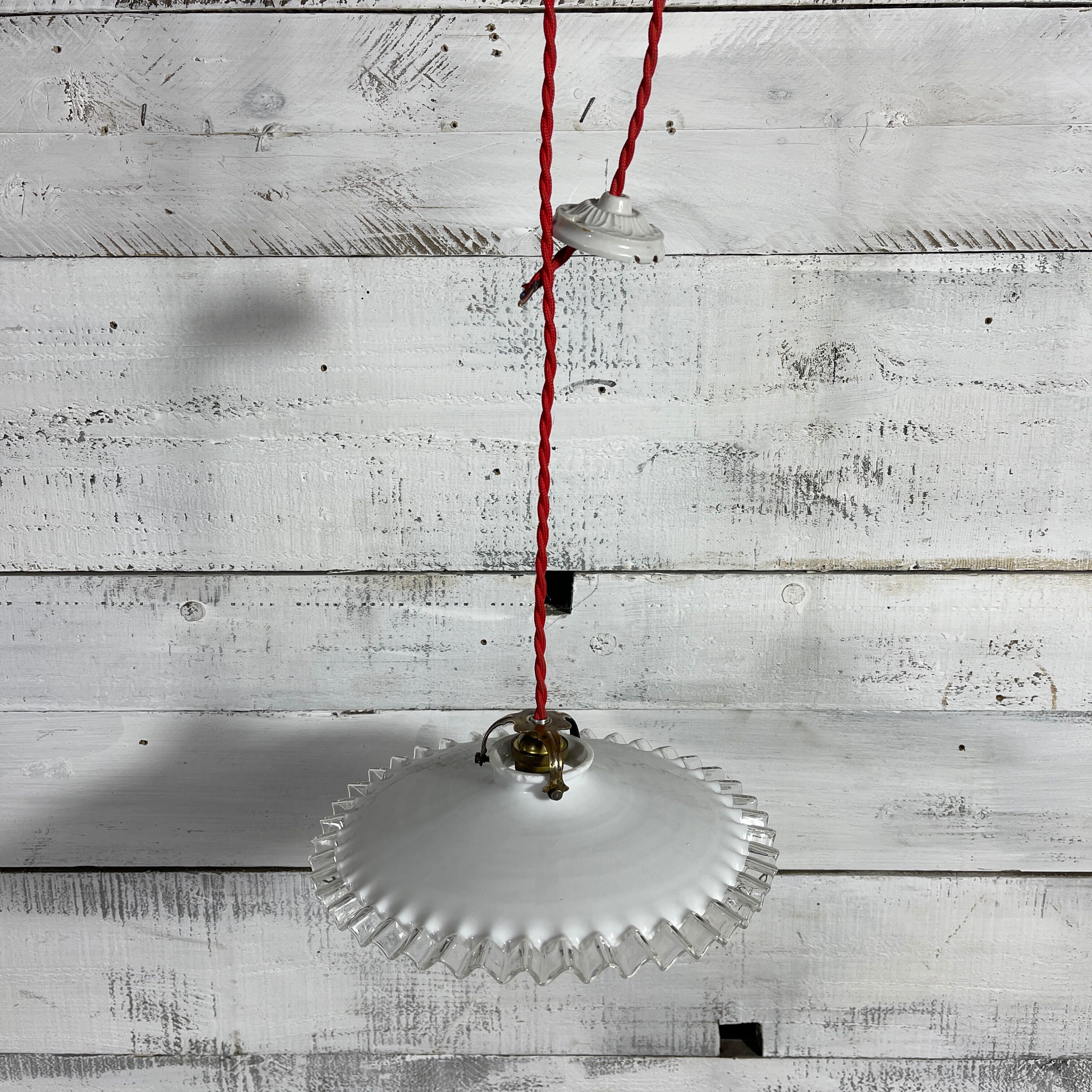 Opaline suspension pleated red cord