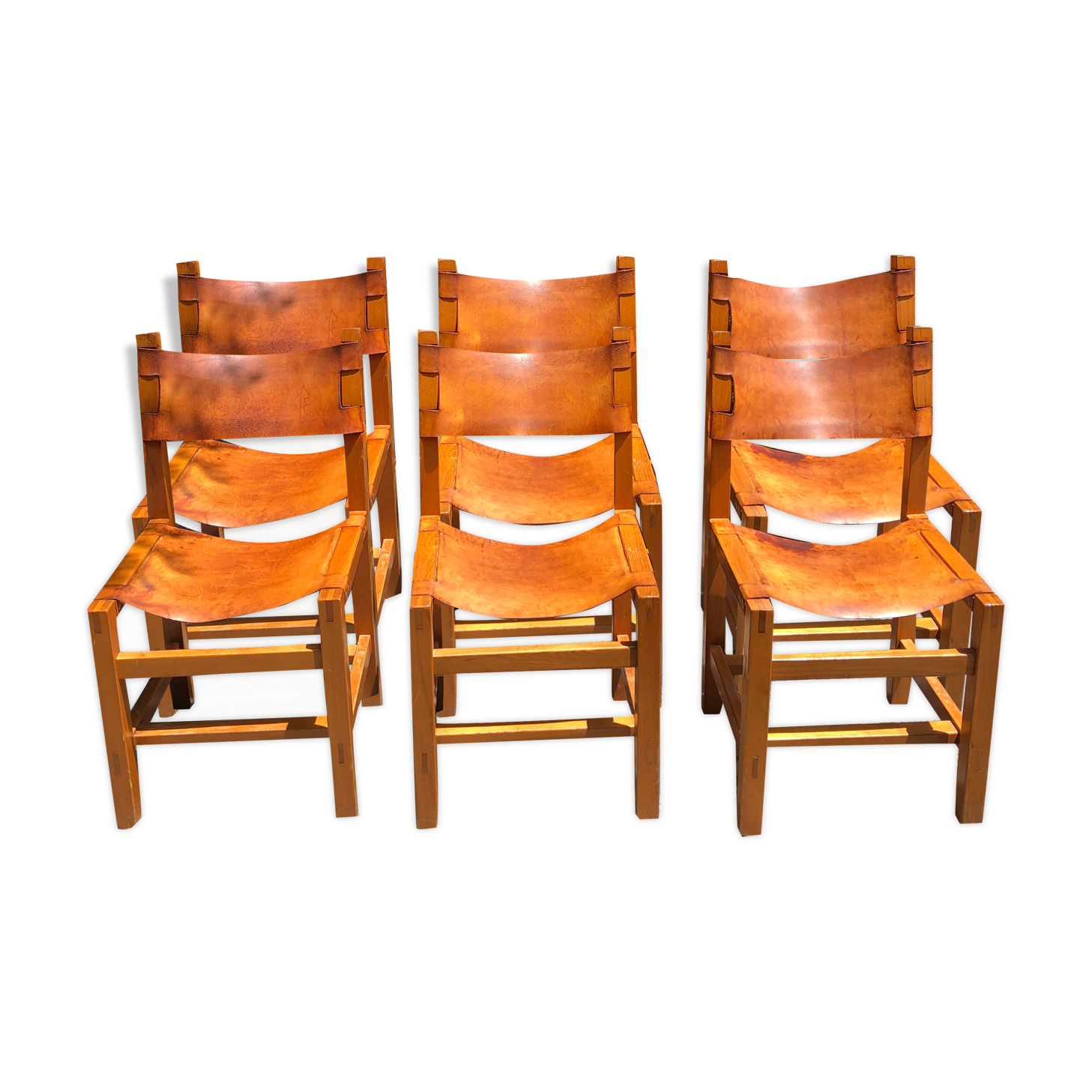 Leather and wood chairs