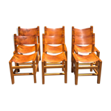 Leather and wood chairs