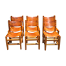 Leather and wood chairs
