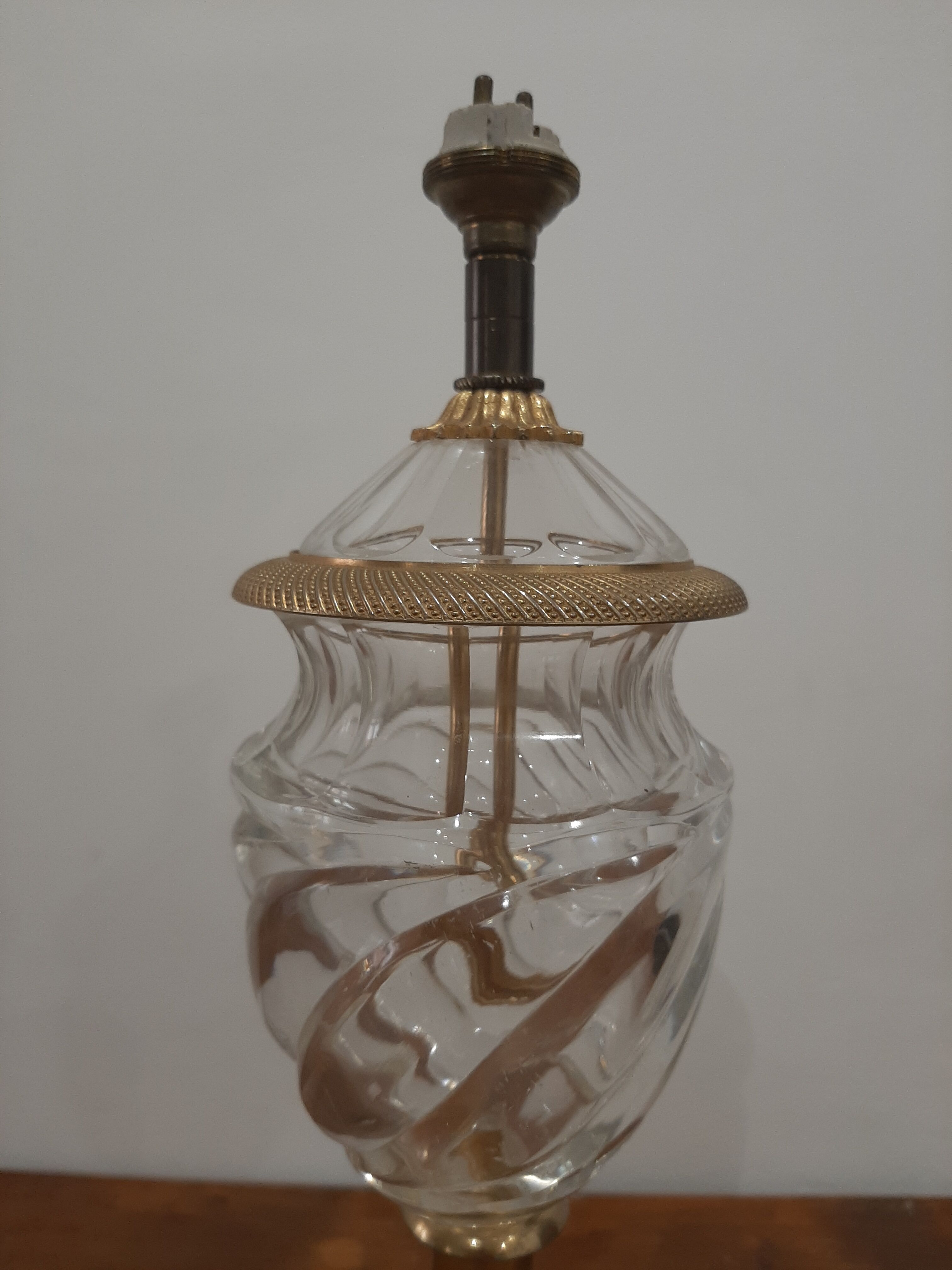 Crystal lamp foot and brass