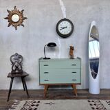 Commode vintage pieds compas vert d'eau