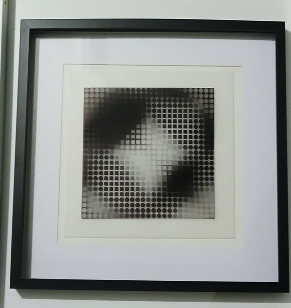 Tableau Vintage Art Optique - Victor Vasarely - Cadre 40x40cm