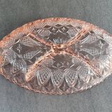 Serviteur apéritif en verre rose : Art Déco